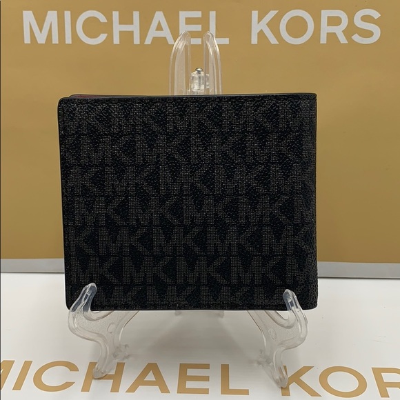 MICHAEL KORS COOPER BIFOLD BLACK/SCARLET - Picture 7 of 16